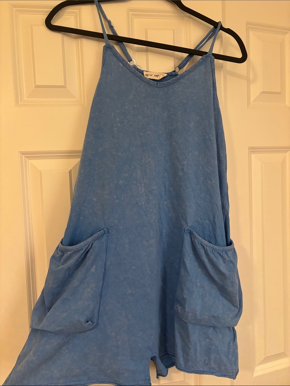 Light Blue Sleeveless Pocket Romper - Unbranded